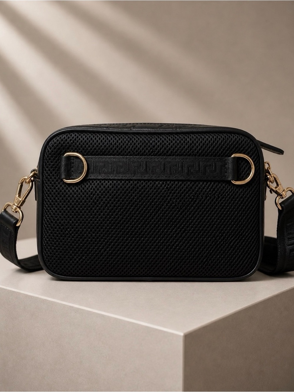 Versace Black Embossed Leather Crossbody with Gold Medusa Emblem - Picture 6 of 14